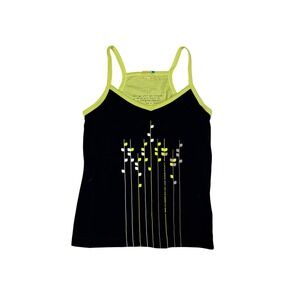 Icebreaker Superfine 190 Merino Wool Camisole Black Lime Green Graphic Size M